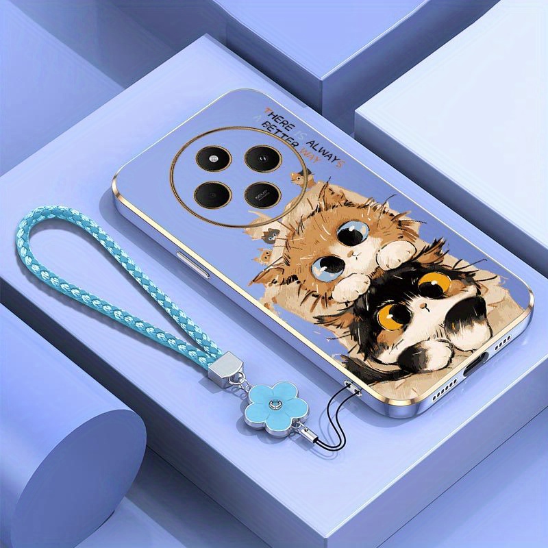 TEMU para móvil: Protección de gato tierno para Redmi 14C 4G 14c, cómoda, estilo pareja para uso casual