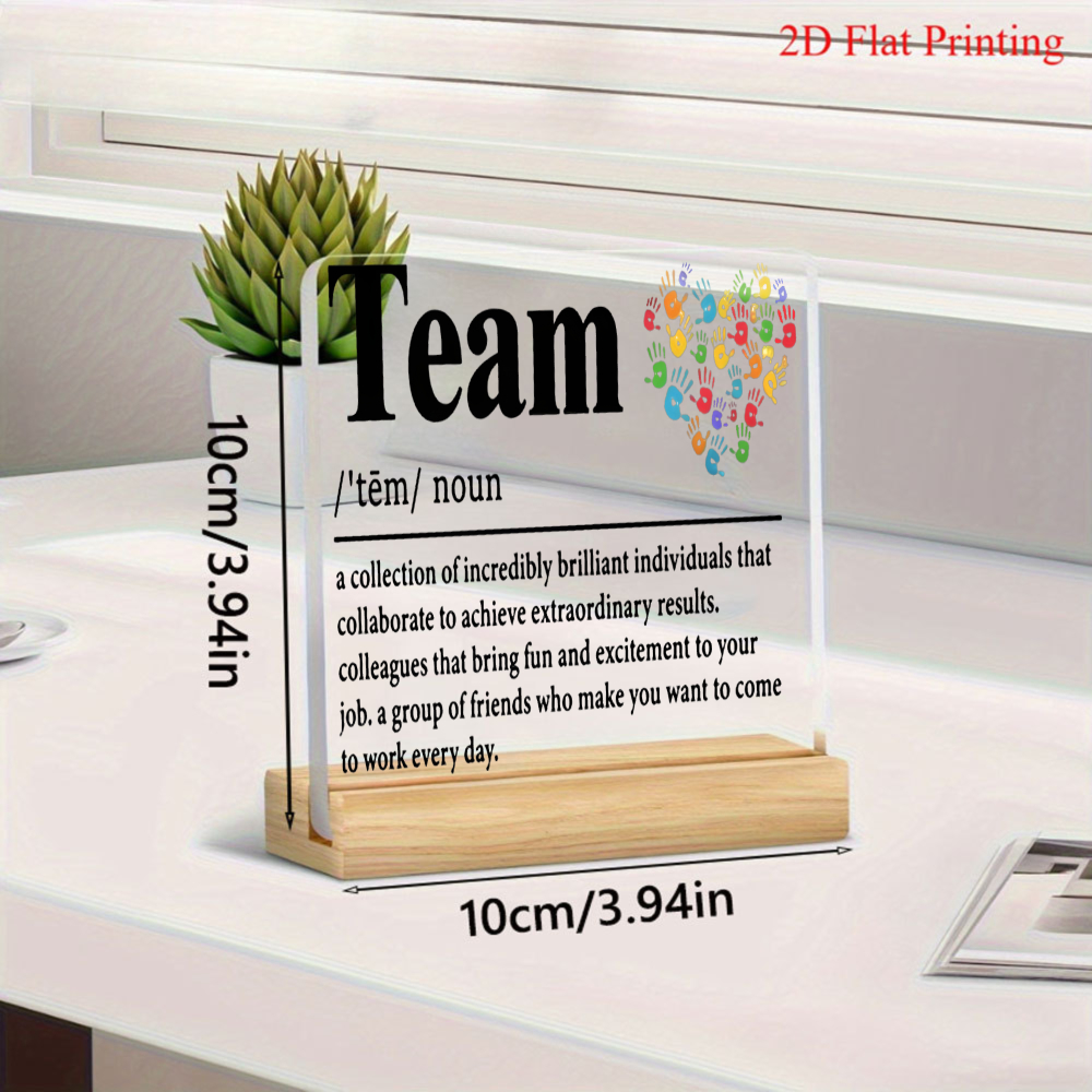 TEMU 2d Flat, High-definition Printed Transparent Acrylic Material, Featuring A Dictionary Definition-style To , With A Colorful Palm Print Heart