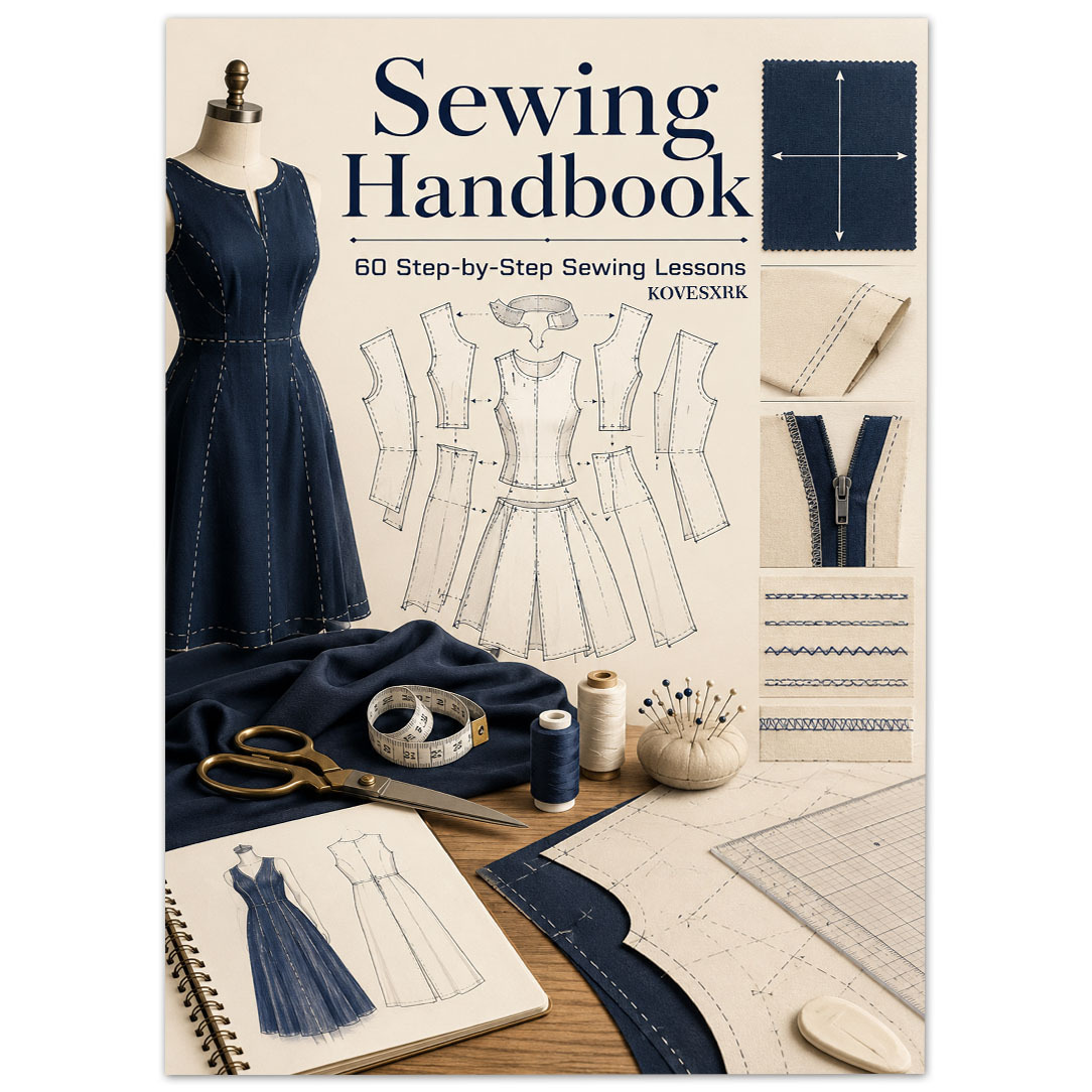 TEMU 1pc | Sewing Pattern Manual | Professional Cover In Technical Drawing Style | B5 Size | Includes Fabric Matching And Stitching Technique