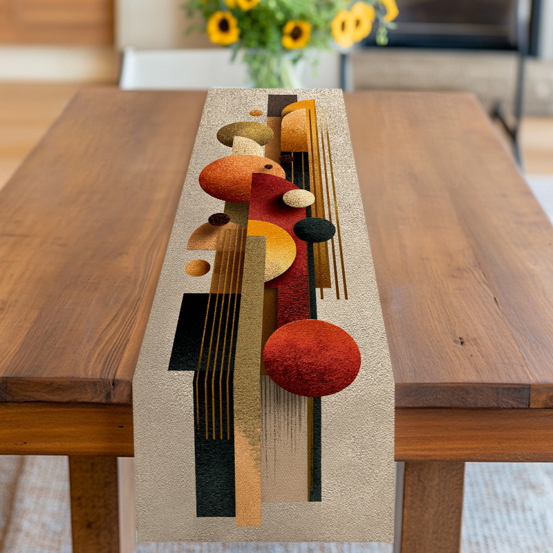 TEMU Runner da geometrico moderno per - Design elegante con e linee in tonalit� della (colori neutri) - Tessuto per decorazioni festive, copritavolo
