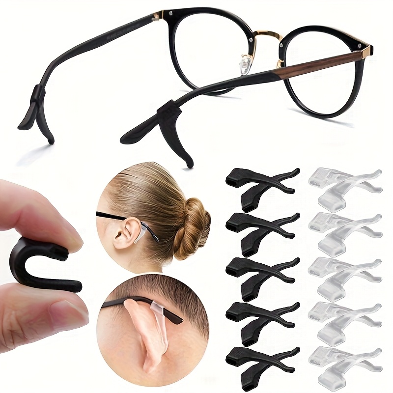 10pcs anti slip silicone ear clip glasses accessories black plastic leg strap adjustable hook for secure glasses wearing suitable for reading and computer use reading accessories adjustable eyeglass stand durable plastic legs