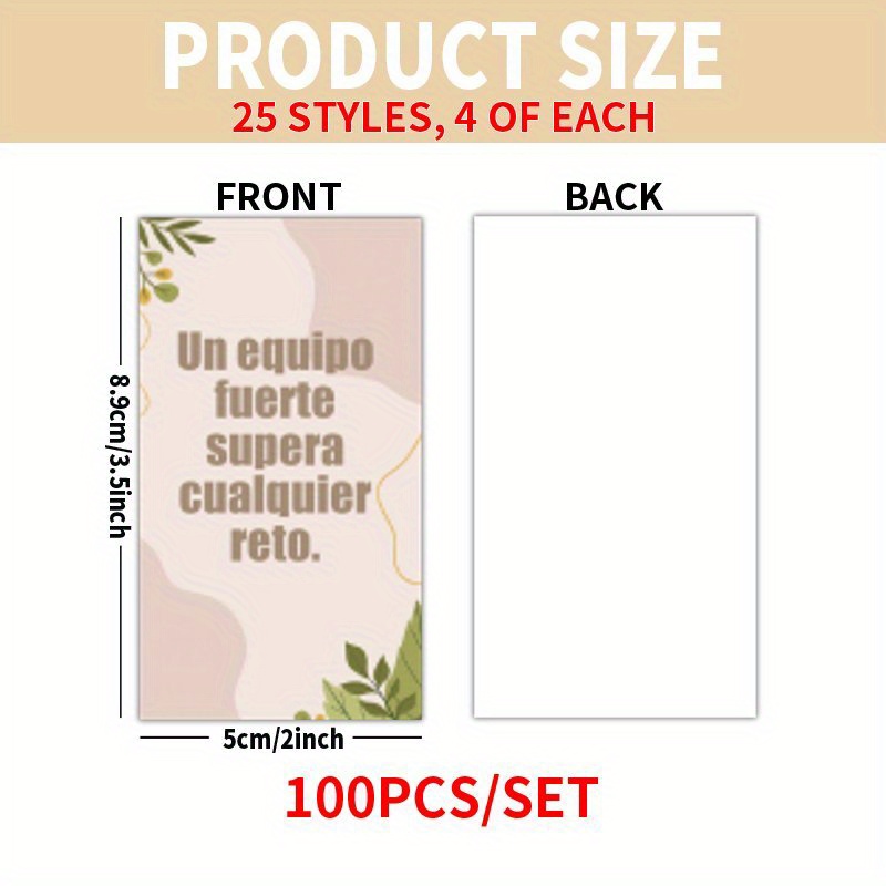 TEMU Juego de Tarjetas de 100 Piezas - Citas Inspiradoras en Español Figuras Geométricas Tarjetas y Nítidas para , , , Día de la , Día , Regalos de