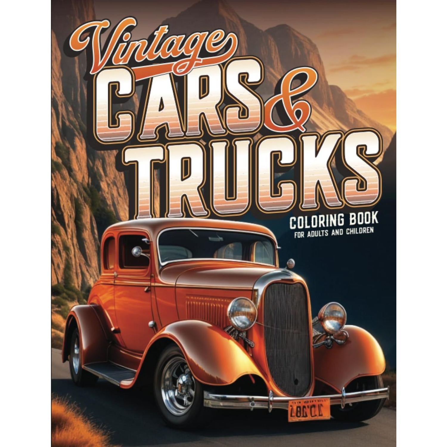 

Vintage & Coloring Book For Adults - , & Hot Rod Trucks, Artistic Craft Paper