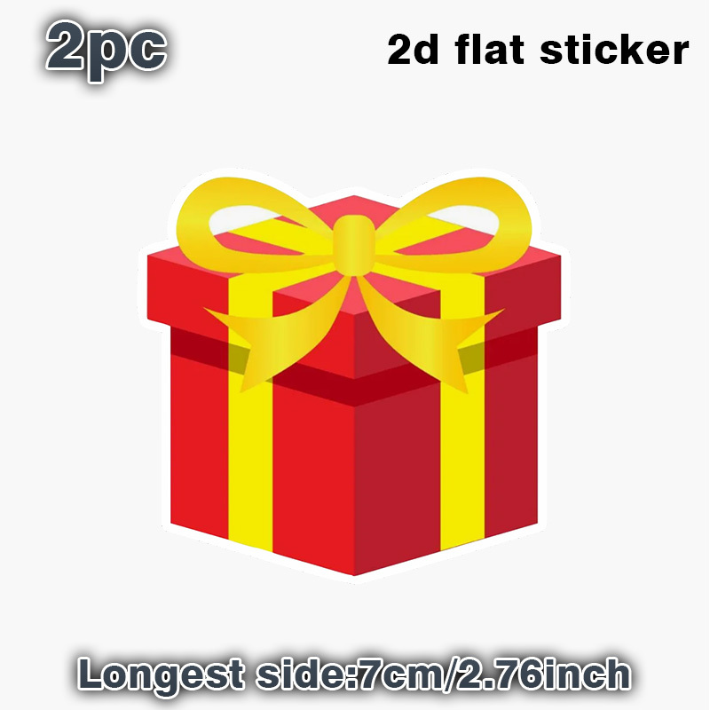 TEMU Autocollant 2D plat, 2 pièces, autocollant 2D plat de boîte cadeau rouge , autocollants en vinyle découpés/autocollants pour pour fenêtres,