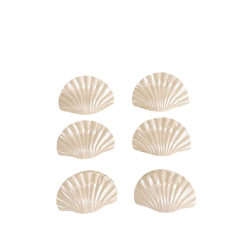 TEMU 6pcs Set Of Pearlescent -shaped Hair Clips, Creamy , French Mermaid Gentle Style, Seaside Vacation Vibe, Bun Halfup Low Ponytail, Versatile For