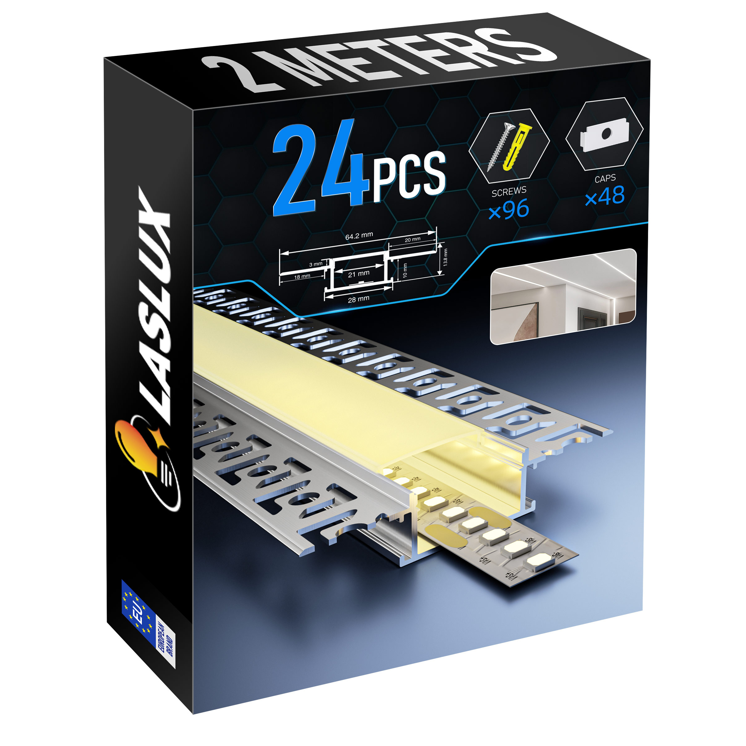 2-meter Led Aluminum Profile Lamp Slot Embedded Installation, Suitable For Indoor Lighting Design Such As Living Room Ceilings, Room Ceilings, Etc