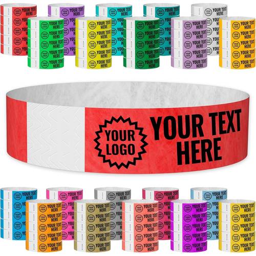 100pcs with logo name text self designed bands suitable for birthdays bachelor parties events wristbands for tournaments uniforms promotions