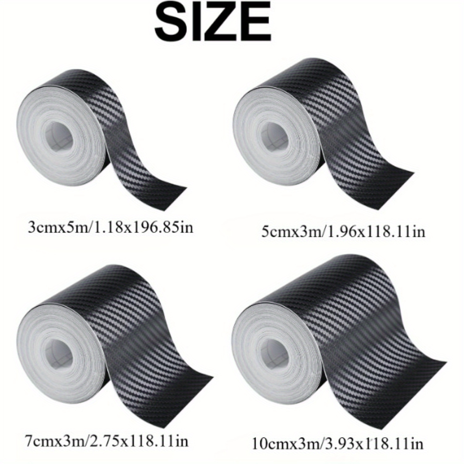 One Roll Measures 118.1 Inches, While Four Rolls Are 39.37 Inches Long. * a  3D Carbon Fiber Vinyl Tape Suitable for Car Window And Door Trim, Ideal for  * Projects And Providing Scratch Protection