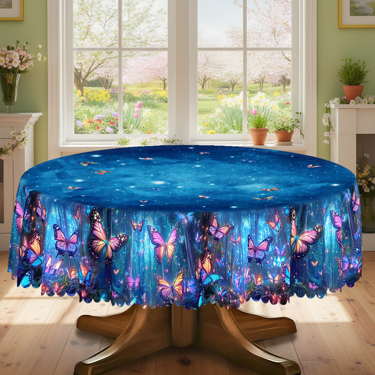 TEMU 1pc, Themed Party Tablecloth, Dreamlike Printed Design, Rectangular/round/oval Table Cloth, Embossed Edge, Kitchen Dining Outdoor Picnics Dinner