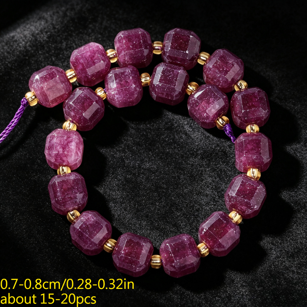 TEMU Natural Stone Purple Garnet Square Beads - Suitable For Jewelry Making, Diy Bracelet & Necklace Craft, Square Spacer Beads With Natural Garnet