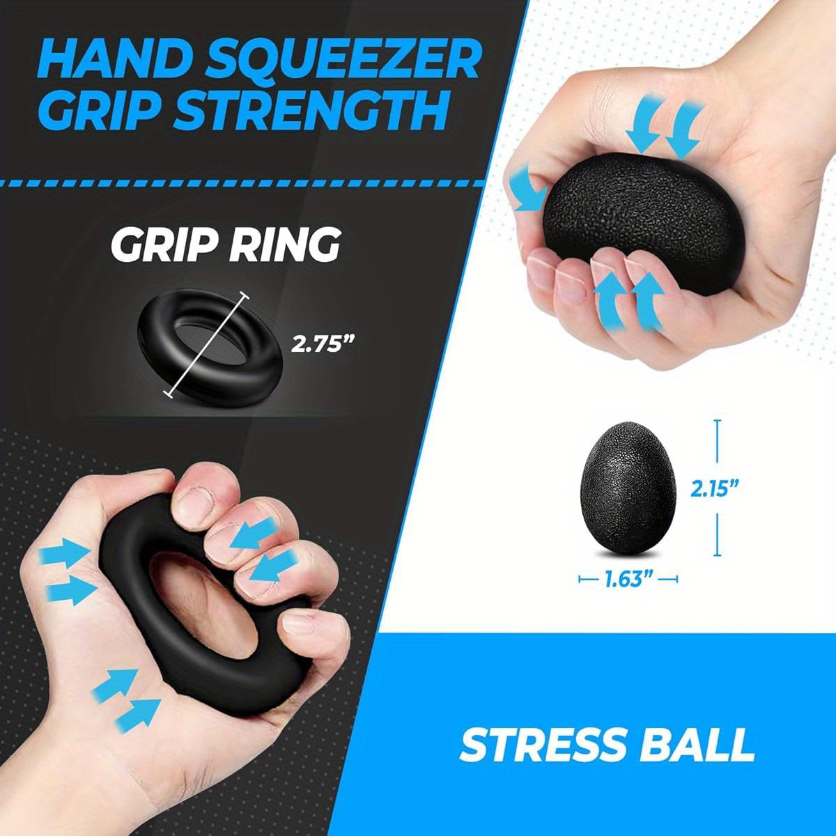 5-pack hand grip strengthener kit - adjustable   forearm exerciser,   & stress relief grip ball for athletes, durable iron construction, white/black, ideal for sports training & relaxation Product details 4