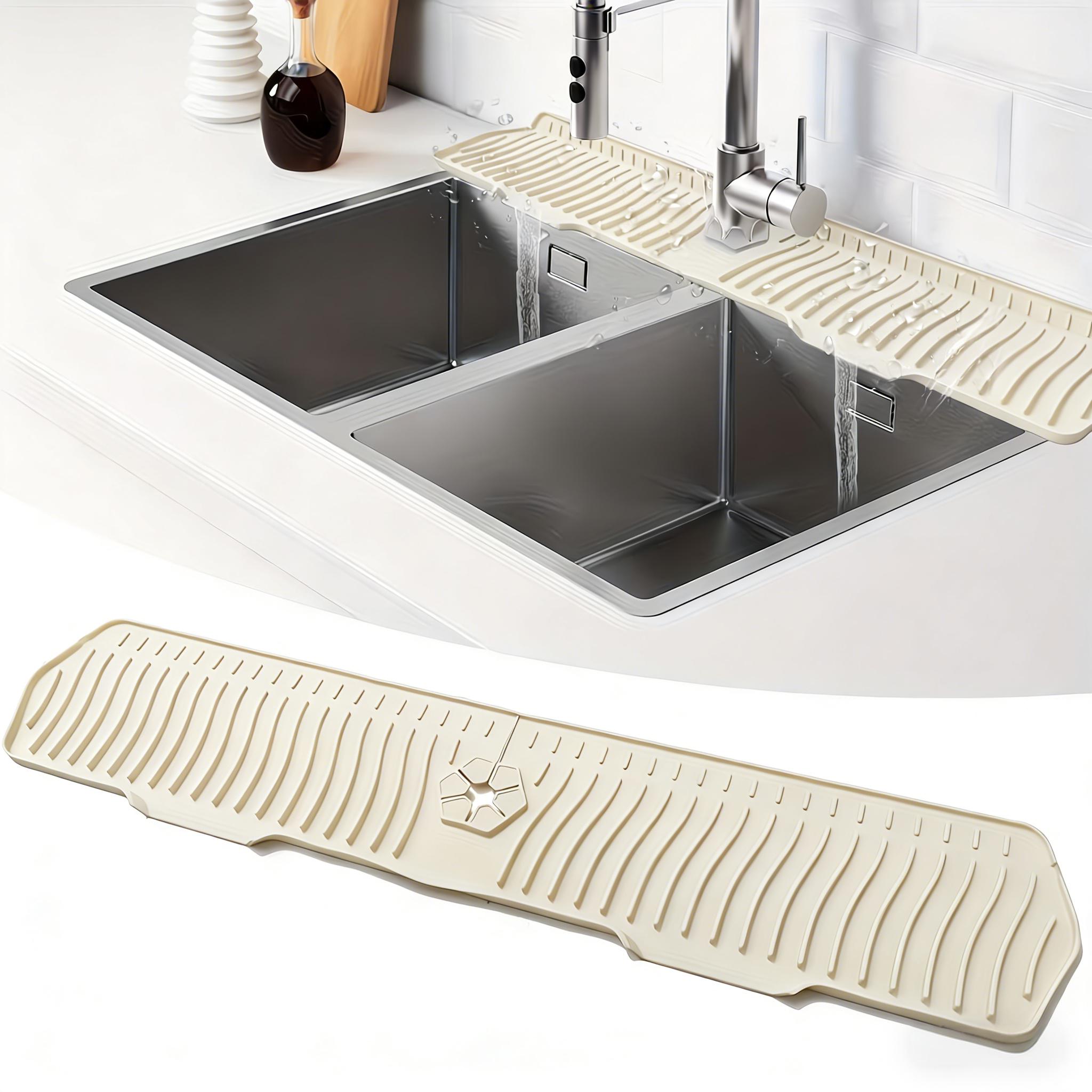 TEMU Xhsgx 1pc Upgraded 76.2cm Silicone Sink Splash Guard Non-slip Kitchen Bathroom Baffle Reusable Countertop Protector With Drainage