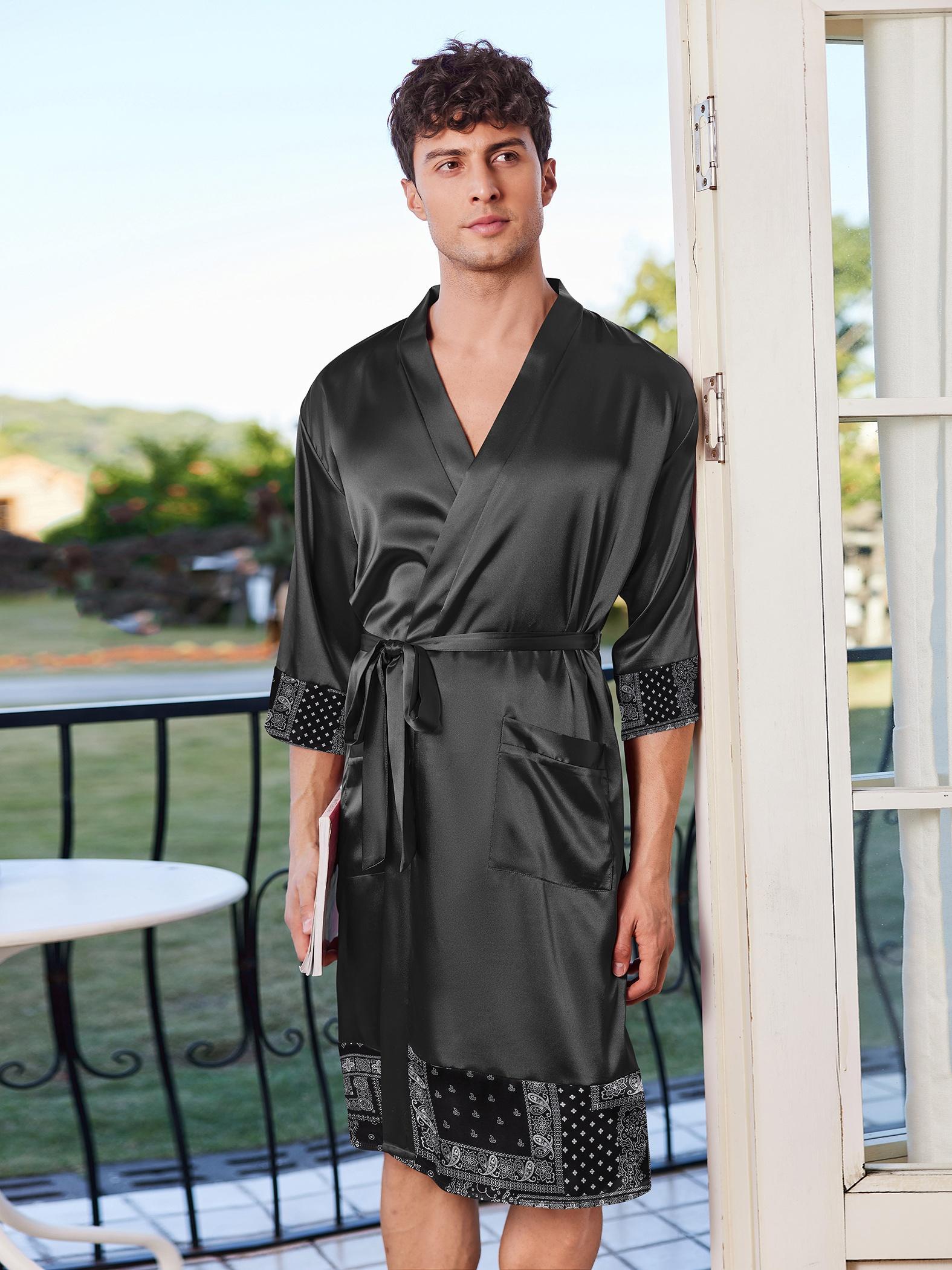 Women's Black Velvet Bathrobe - Long Velvet Spa Robe With