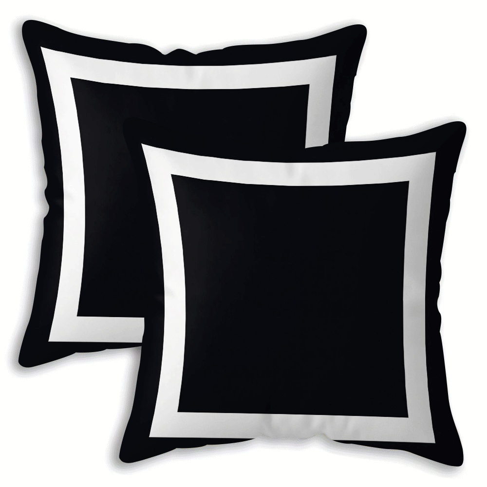 TEMU 2pcs Christmas Theme Pillow Covers Black Square With White Border Suitable For Home Sofa Decoration, Home Accessories, 2d Flat Printing Non-real