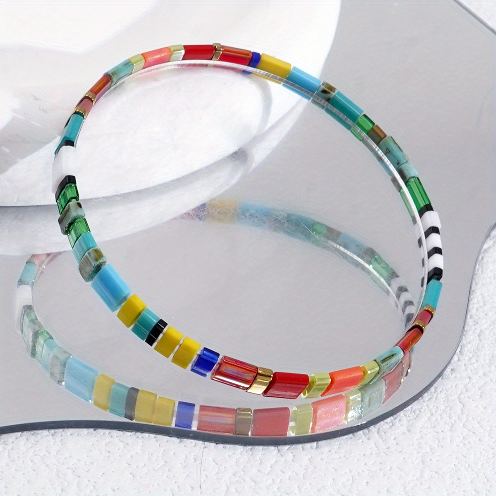 E-shop Böhmische Frühlings-Sommer Neue Importierte Bunte Glasperlen TILA Elastisches Faden Armband Schmuck Geeignet für Tägliche Freizeitkleidung