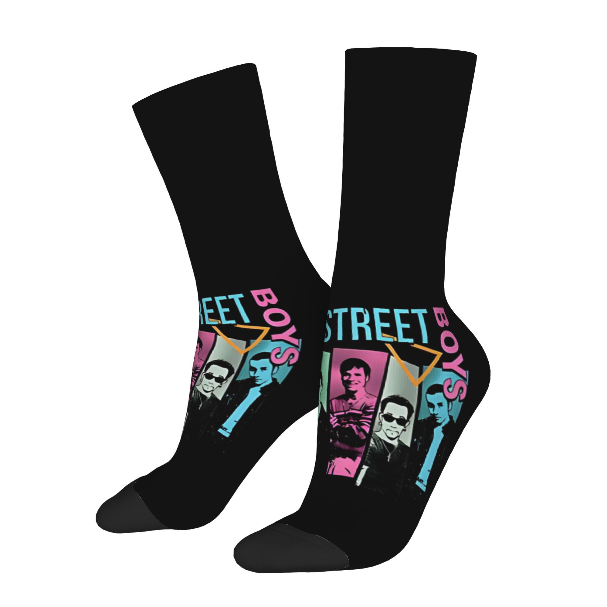 TEMU 1 Pair Hip Hop Retro B-ackstreet Millenium 90s Fan Crazy Men's Compression Socks Unisex Harajuku Pattern Printed Funny Novelty Wear Sock Gift