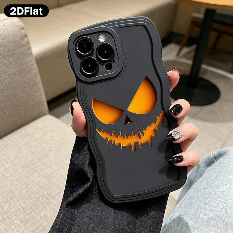 TEMU Phone Case: Halloween-style Fashionable Wavy-edge Anti-slip Design With A Comfortable Grip And Shock-absorbing Protection Phone Case. Suitable