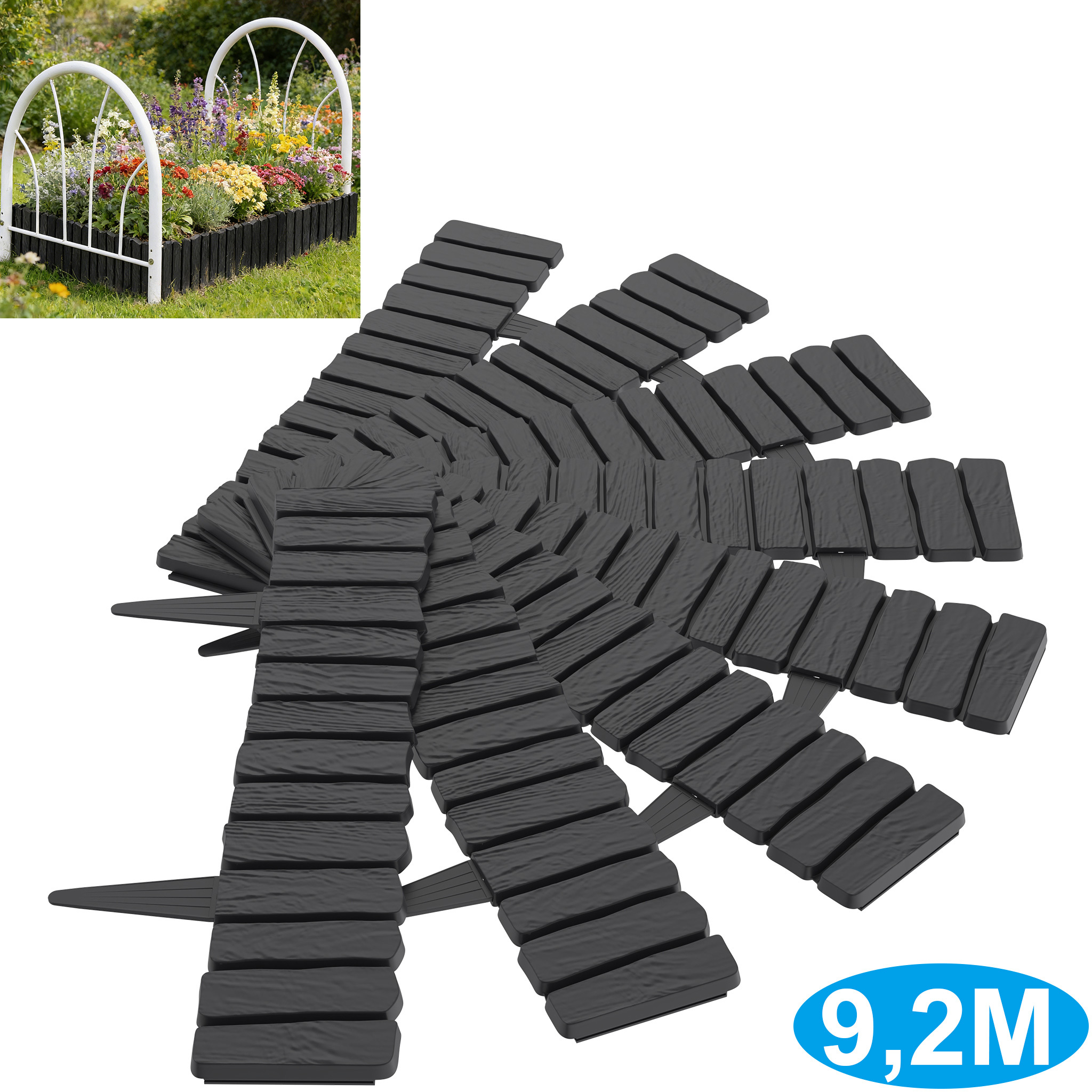 TEMU 【3d】 [3d] 6.9m/9.2m Plastic Garden Borders For Lawns, Ideal For Flowerbeds, Lawn Border Stones, Wooden Fences, And Polypropylene Garden Borders