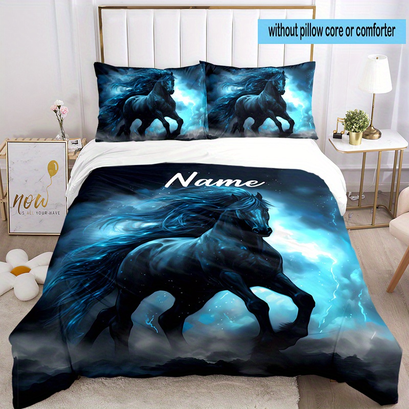 

3pcs Custom Name Bedding Set Printed Bedding Set Duvet Cover Closure Includes 1 Duvet Cover & 2 Pillowcases For All Bedroom Decor Christmas Decoration Birthday Gift