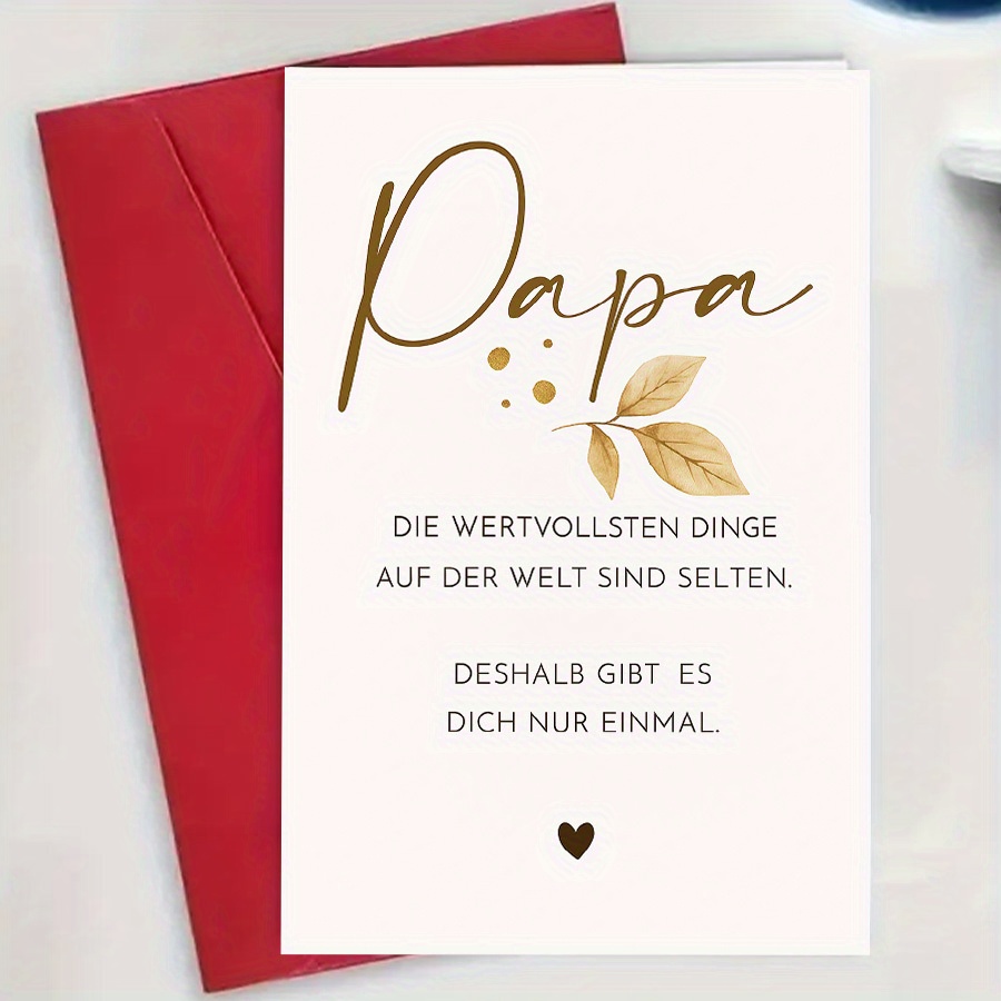 A Stylish Greeting Card For Dads Featuring A German Saying, Ideal For Father's Day, Birthdays, Or Any Special Event To Love And Gratitude From . Includes An Envelope And