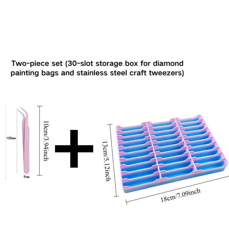 TEMU 2pcs Set (30-slot Storage Box For Diamond Painting Bags And Stainless Tweezers) With Hollowed-out Design, And For Easy Organization Of Messy
