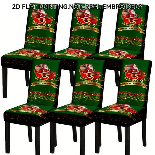 item picture 2d flat printing elastic full chair cover christmas luxury santa sleigh gift ball pattern chair cover reusable detachable machine washable chair cover set soft and fitted elastic seat protector dining chair cover folding chair cover