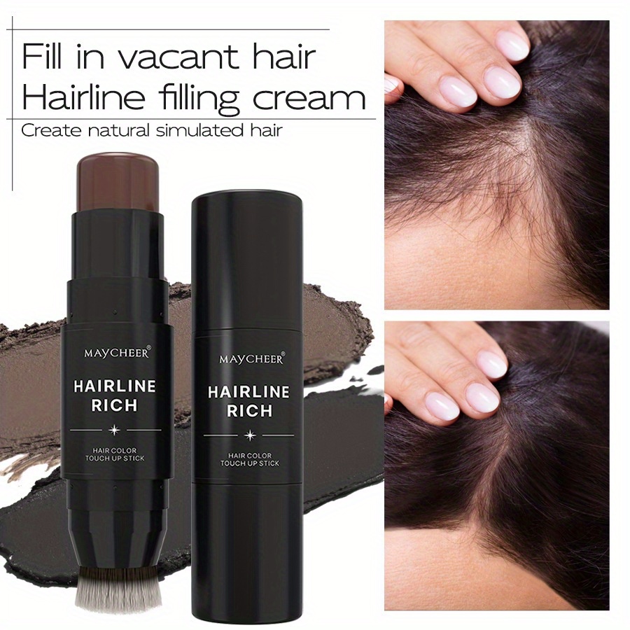 Waterproof Hairline Filling Cream Stick - Natural Look Concealer for Gray Roots & Thinning Hair, All-Skin Tone, Plant-Based Ingredients, Includes Brush, Hair Care Products