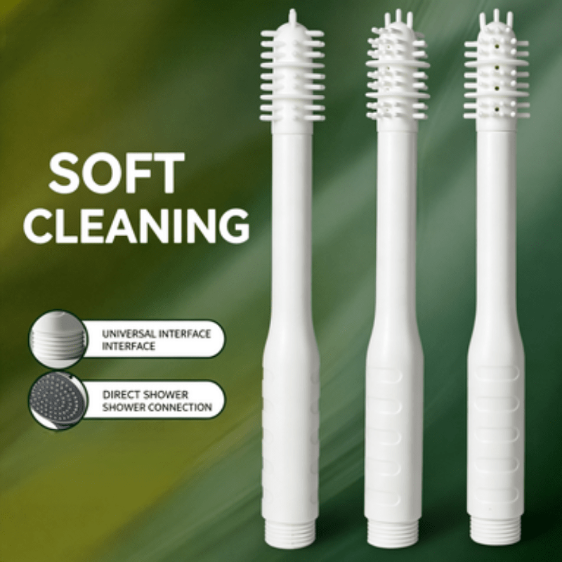 Handheld Showerhead with Soft Brush, 10-Hole Spray Design