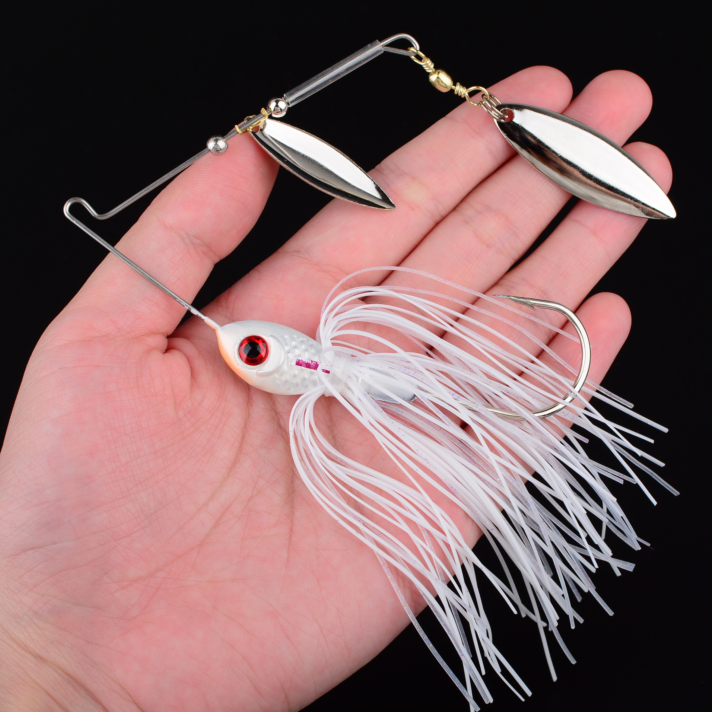 TEMU 1pc Swivel Fish Hard Bait Fishing Lures Spinner Spoon Artificial Baits Metal Sequins Spinnerbait For Pike