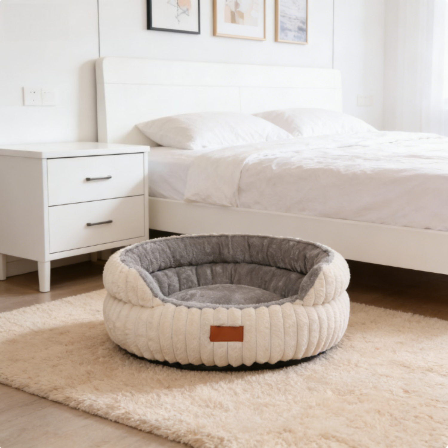 1 Set Universal Pet Bed, Plush Donut Non-slip Pad Bed, 50cm Soft Warm Pet Mat, Light Dog Shared Bed, Pet Beds & Mats