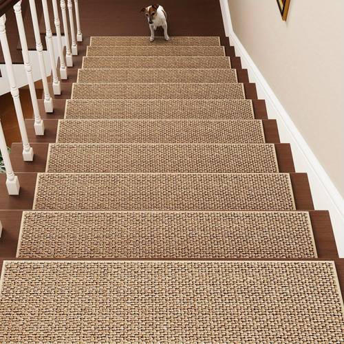 1 7 15pcs stair treads non slip stair runner for wooden steps stair treads stair carpet mat indoor 8 x30 beige