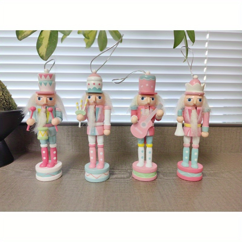 TEMU 4pcs Set Of New 13cm Macaron Candy Color American Guard Of Nutcracker Puppet Soldier Handicraft Ornaments Home Decoration And Party Gifts