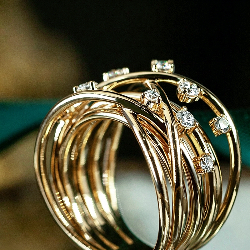 Unisex Multi-Layer Bling Synthetic Zirconia Band Ring
