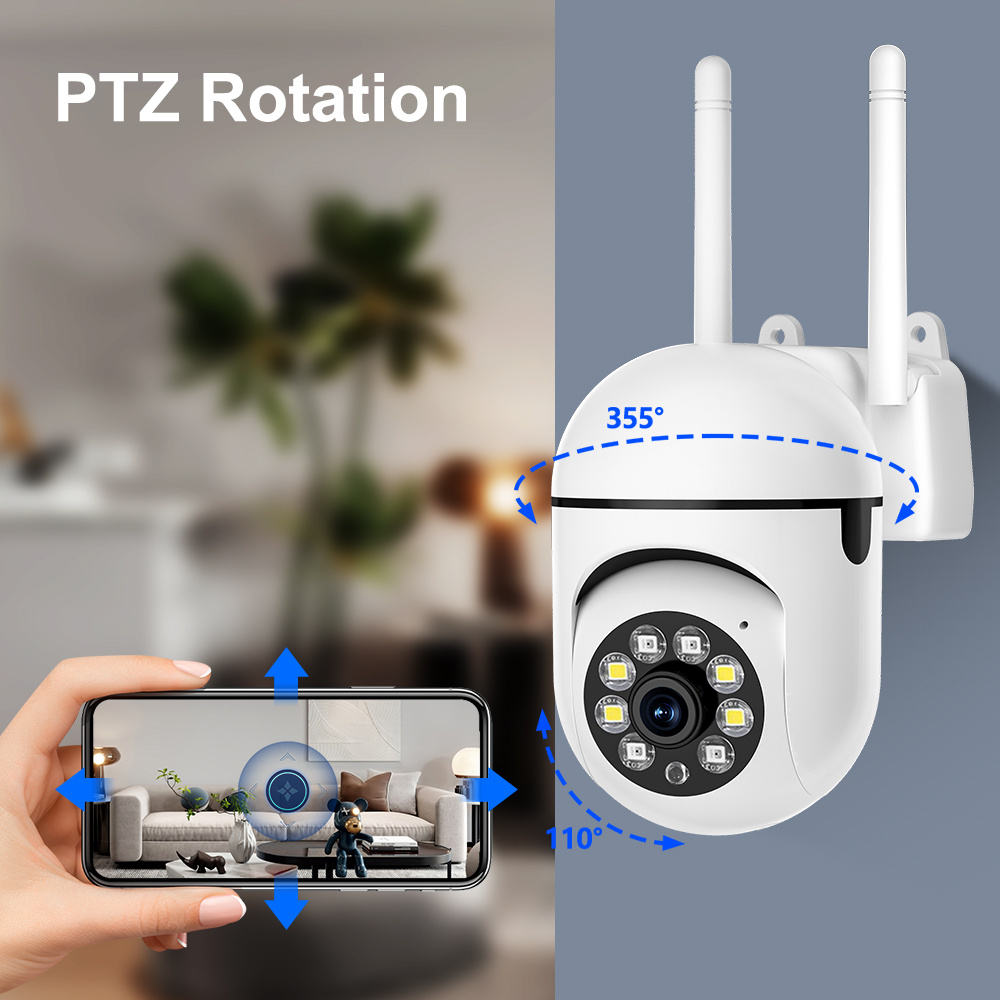 2pcs WJG 1080P HD WiFi Wireless Security Camera System, Wall Hanging, Indoor Use, Smartphone Compatible, with Two-Way Audio, Pan/Tilt/Zoom, Motion Tracking, Night Vision, for Home Surveillance, No Battery Required, USB Powered details 3