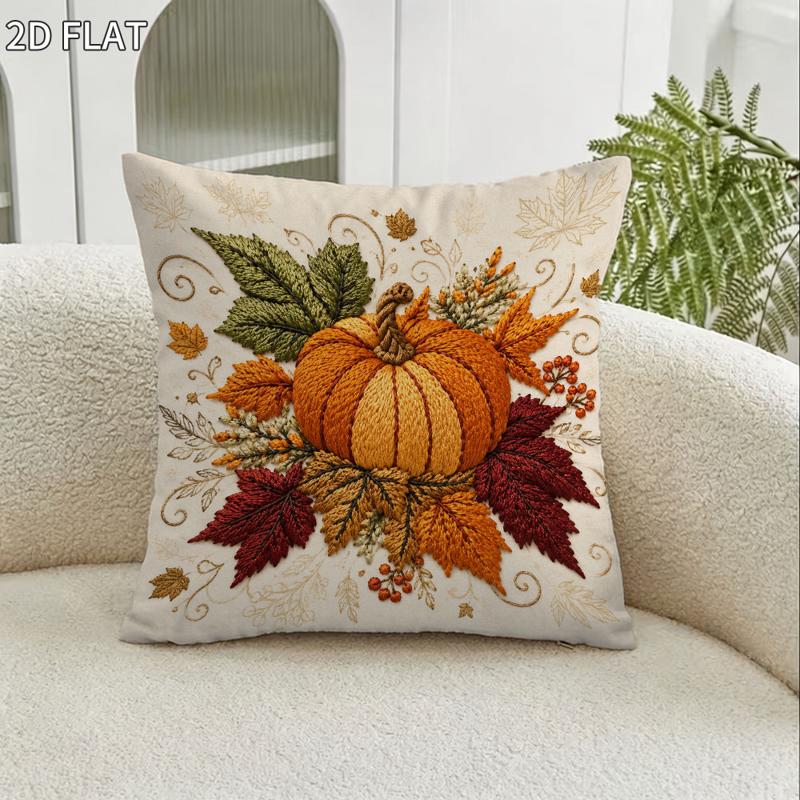 TEMU de cojín decorativa de 1 pieza con calabaza y de otoño - de cojín de estilo granja con cierre de cremallera, adecuada para decoración de sofá,
