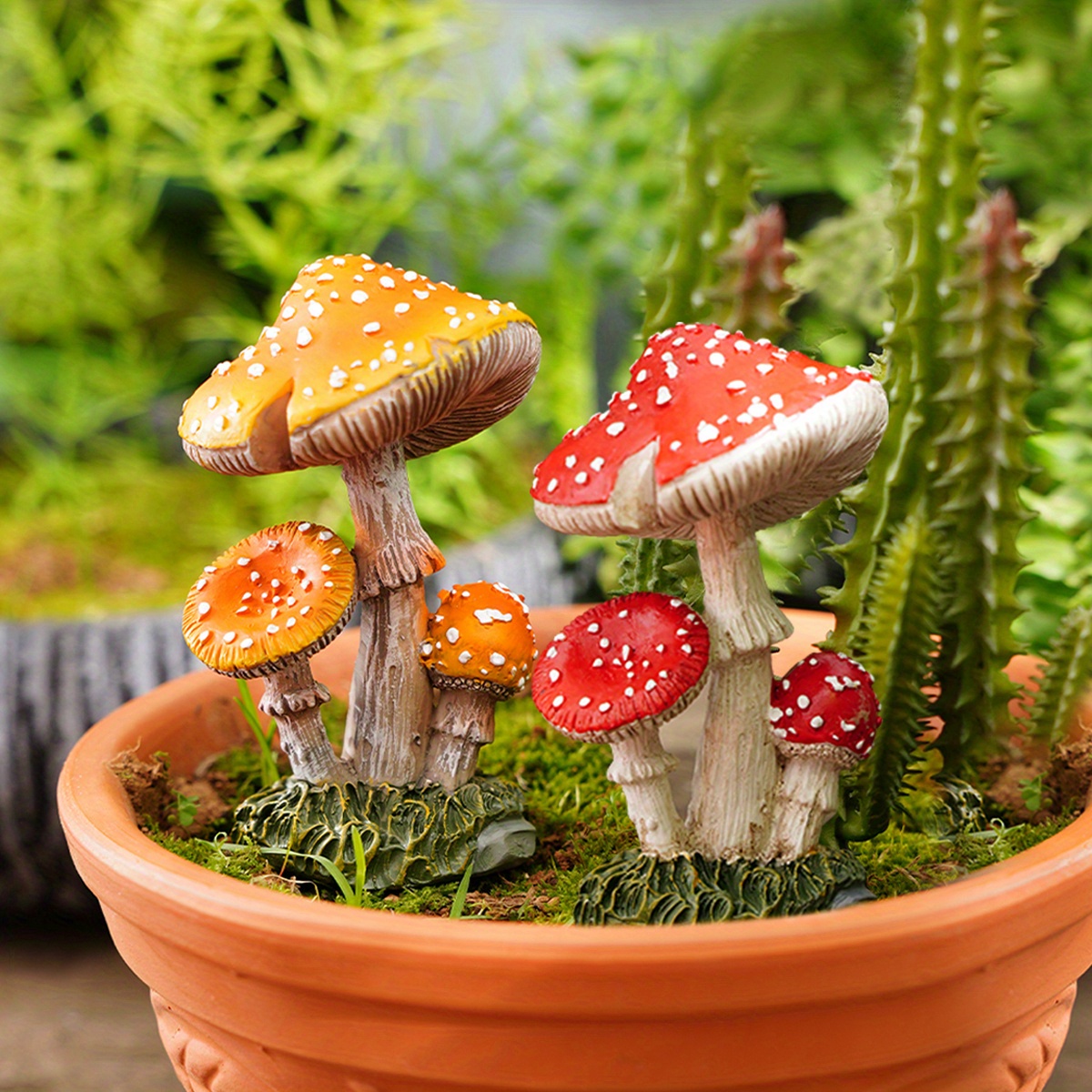 3 Mini-Holzpilze Als Deko Für Feengarten, Terrasse Oder Tisch – Handbemalt, Niedlich, Ideal Als Geschenk (Rot)