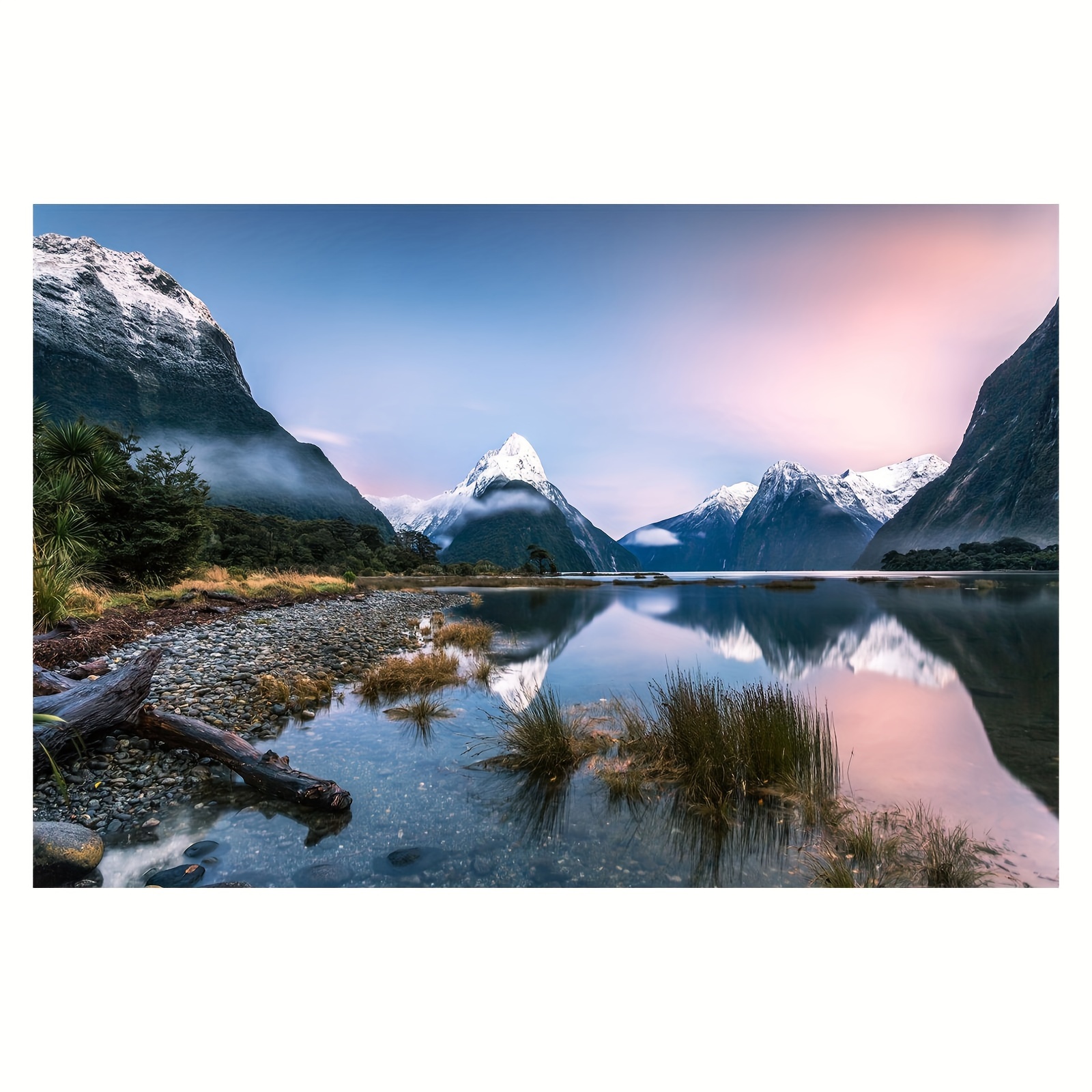 TEMU 1pc Frameless 2d Canvas Print, A High-quality Rolled Wall Art Poster Featuring The Milford Sound Landscape From New Zealand, Home Decor, 11.8