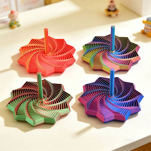 3pcs in random colors of multi color gradient gyroscope an expanded star shaped desktop decoration with stress relieving function 3d printed octagonal handles with deformable feature suitable for offices and homes