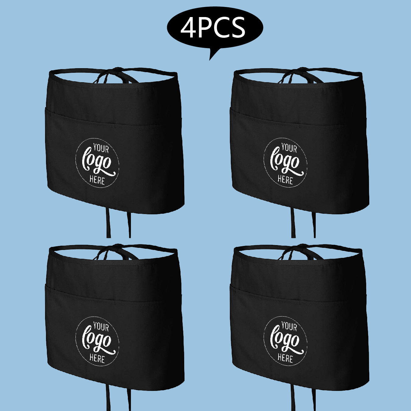 E-shop 4er-Pack, ein anpassbares minimalistisches Halb-Schürzen-Set mit 3 , vielseitige kurze Schürze, geeignet für Küche, Restaurant, Gartenarbeit,
