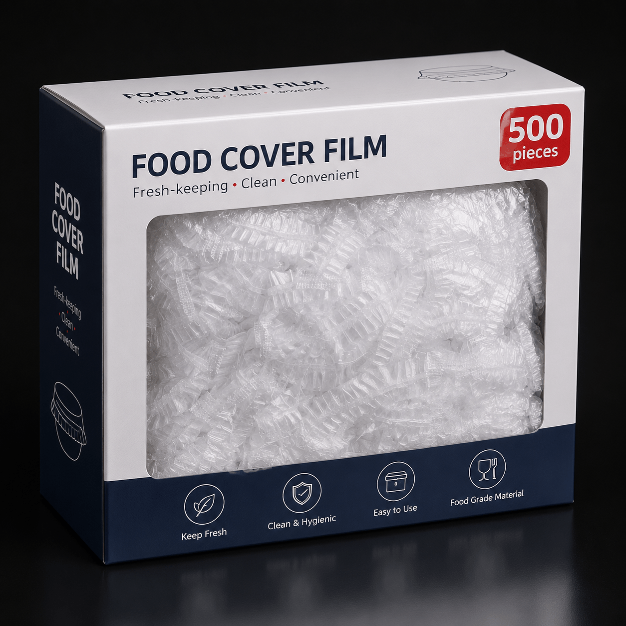 TEMU 500pcs Reusable Thickened Elastic Food Grade Plastic Wrap - Tight Household , Transparent Stretchable Plastic Dish Sealing Cover For Kitchen And