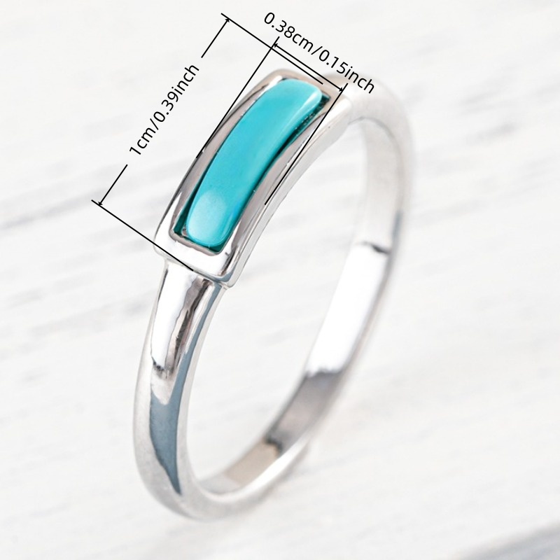 Women's Bohemian Rectangular Synthetic Turquoise Stackable Ring