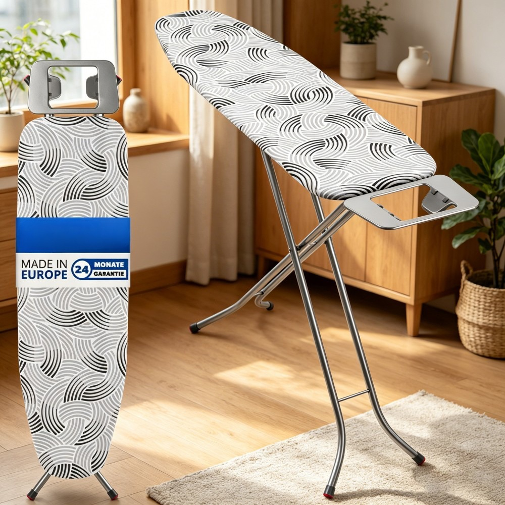 Image of Light Grey Foldable Steam Ironing Board 114x34cm, Cover Built In Rest Non Slip Legs For