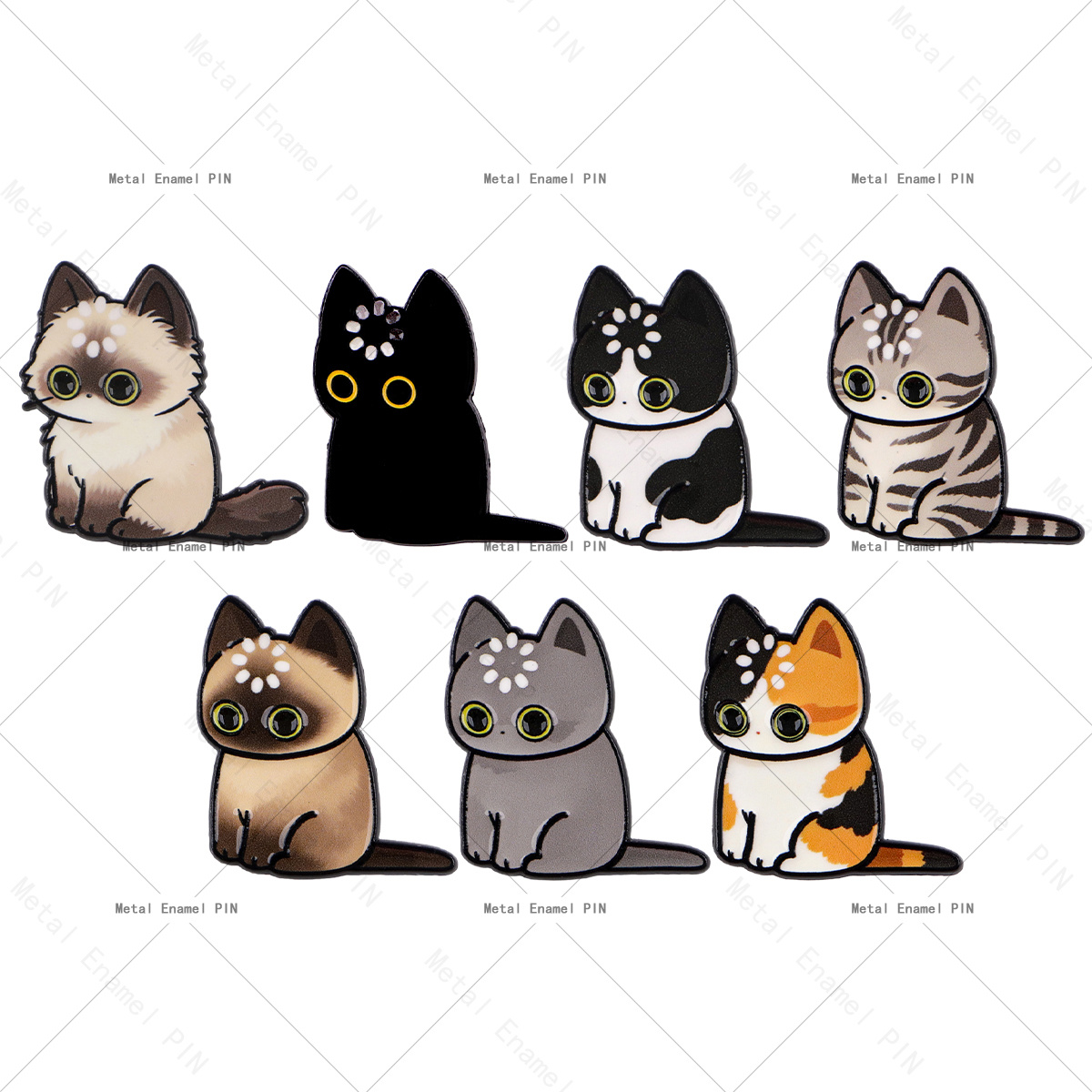 TEMU 7pcs/set Cute Cat Lapel Enamel Pins And Brooches Badge Pins For Backpacks Bags Backpack Cool Decoration Friend For Gifts