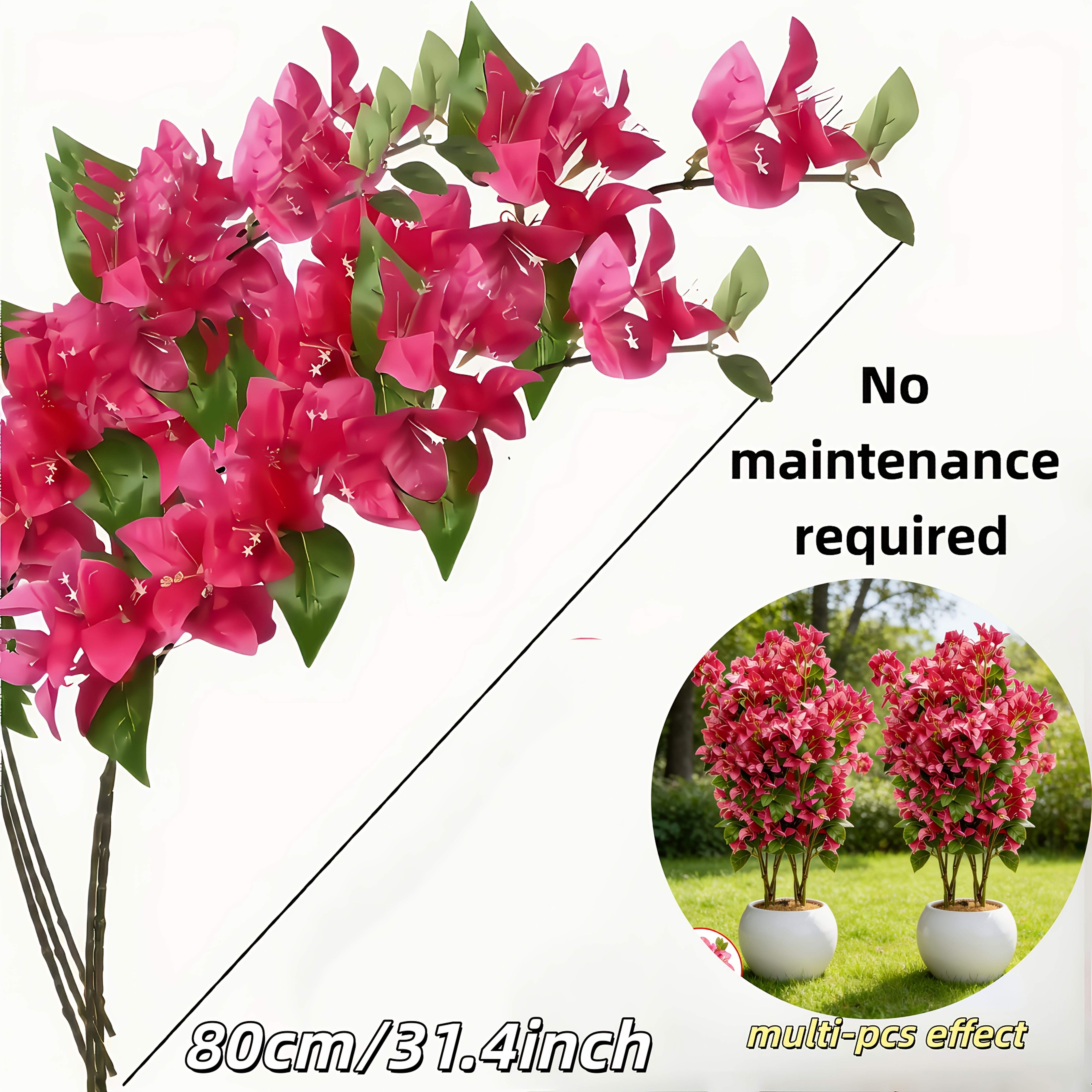 TEMU 7pcs Set Of High-end Artificial Bougainvillea Long-branch Style, With Foliage And Sturdy Structure. Suitable For Home And Outdoor Decor As