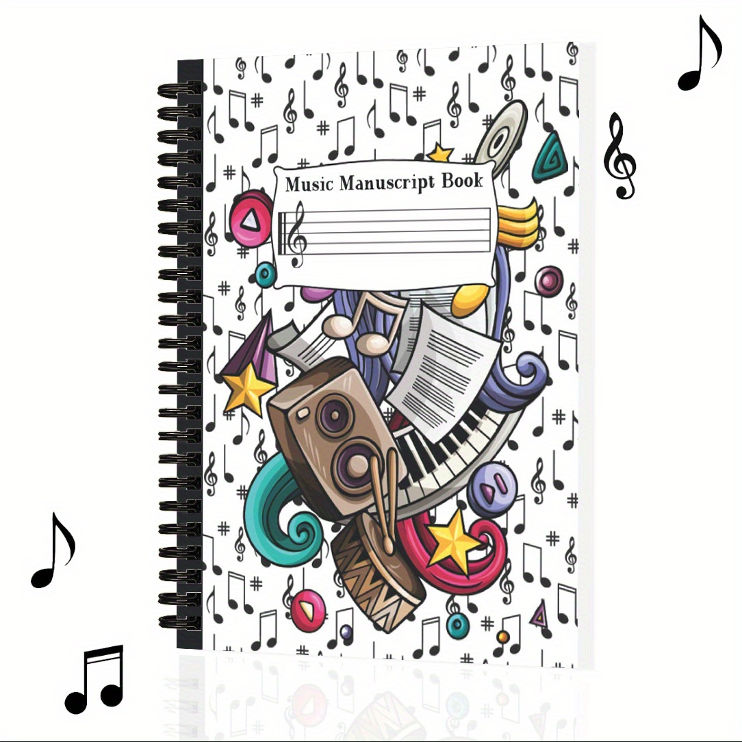 TEMU 1pc Music Book For Teens: Wide Staff Music Notebook | Blank Sheet Music Paper With 8 | White Musical Notes, A5