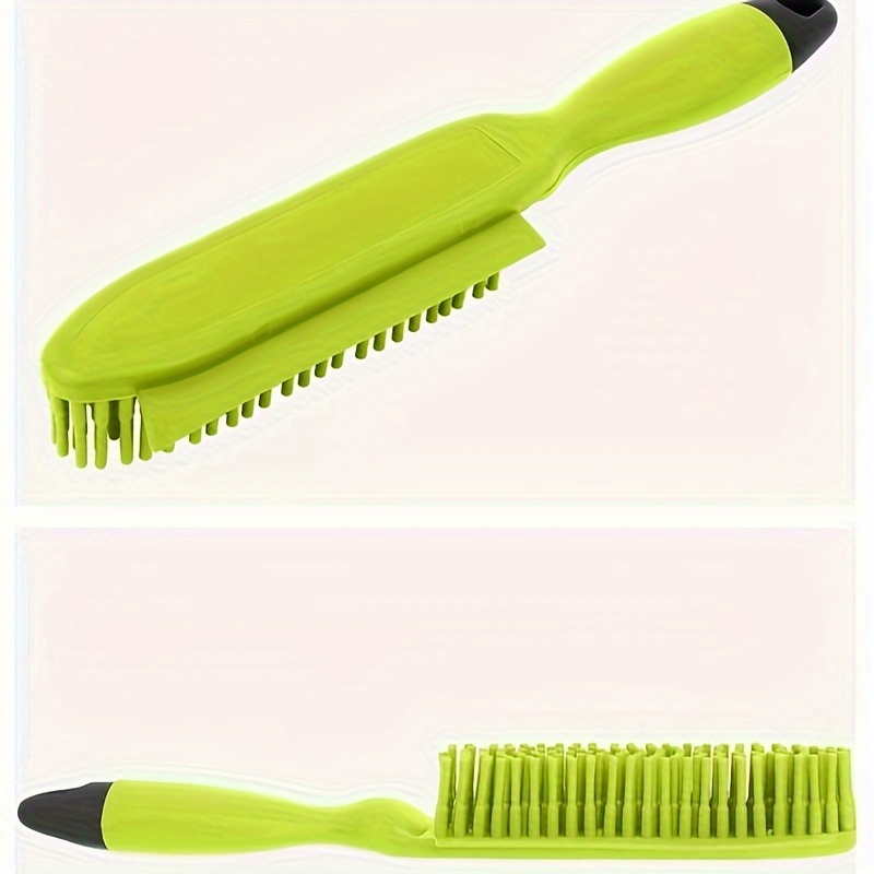 1pc   rubber grooming brush with durable plastic handle green white bristles for dog bath massage and   cleaning of sofas clothes   11cm length 1cm diameter Product details 1
