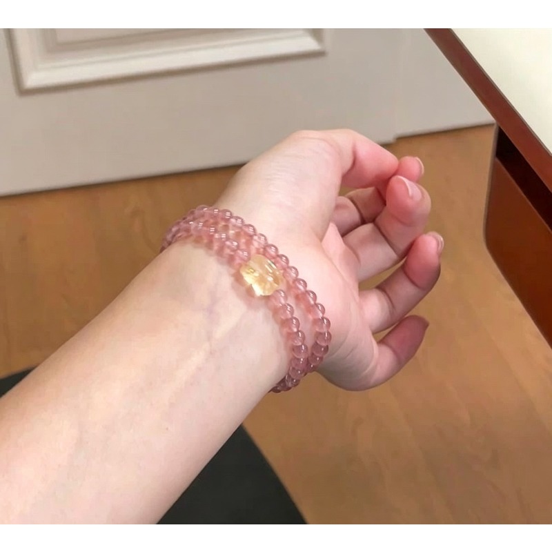 Ice-Grain Strawberry Crystal Bracelet and Necklace Set