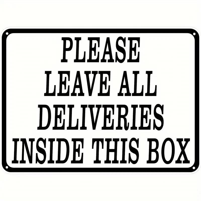TEMU 2d Flat, 1pc Delivery "please All Deliveries In This Box" - Waterproof & Windproof Heavy-duty Iron, 30cm X 20cm /outdoor Mailbox Label Suitable