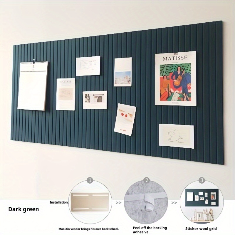 TEMU 1pc 40X60Cm/15.8X23.6In Panneau en Feutre Auto-Adhésif à Rayures Verticales - , Mur Photo Perçage pour Décoration de Bureau à Domicile, Panneau