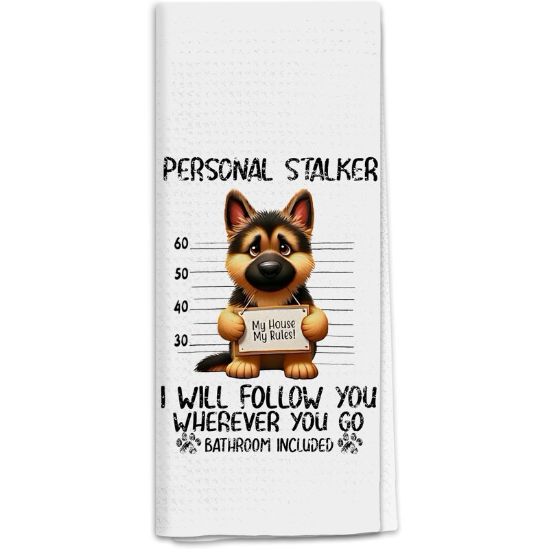 

1pc Modern German Shepherd Dog Hand Towel, 18x26 Inch, Polyester, Machine Washable, Themed Decorative Kitchen Towel, Reusable Dish Towel For Dog Lovers And Mom Gifts